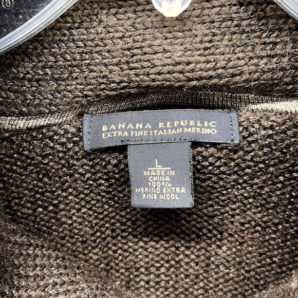 Banana Republic Sweater Mens Large Brown Knit High Neck Extra fine merino wool - Picture 12 of 16